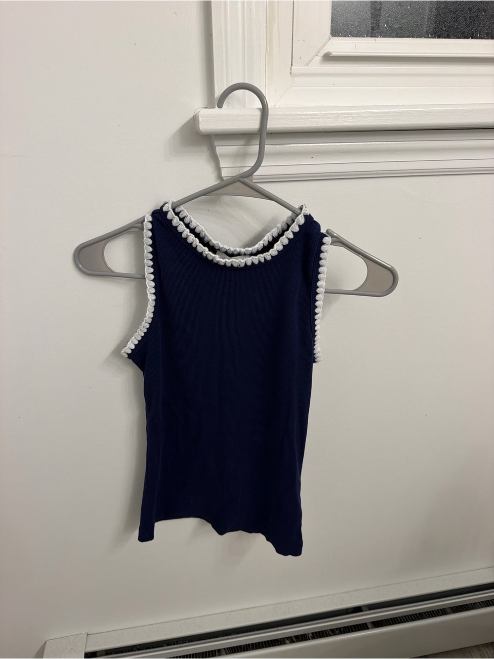 Japna Navy Tank Top with White Pom Trim